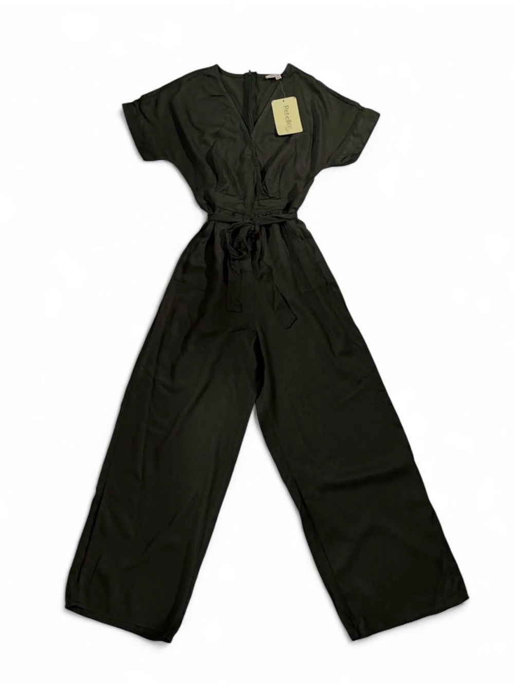Rebellion Again Olive Green Wide-Leg Jumpsuit